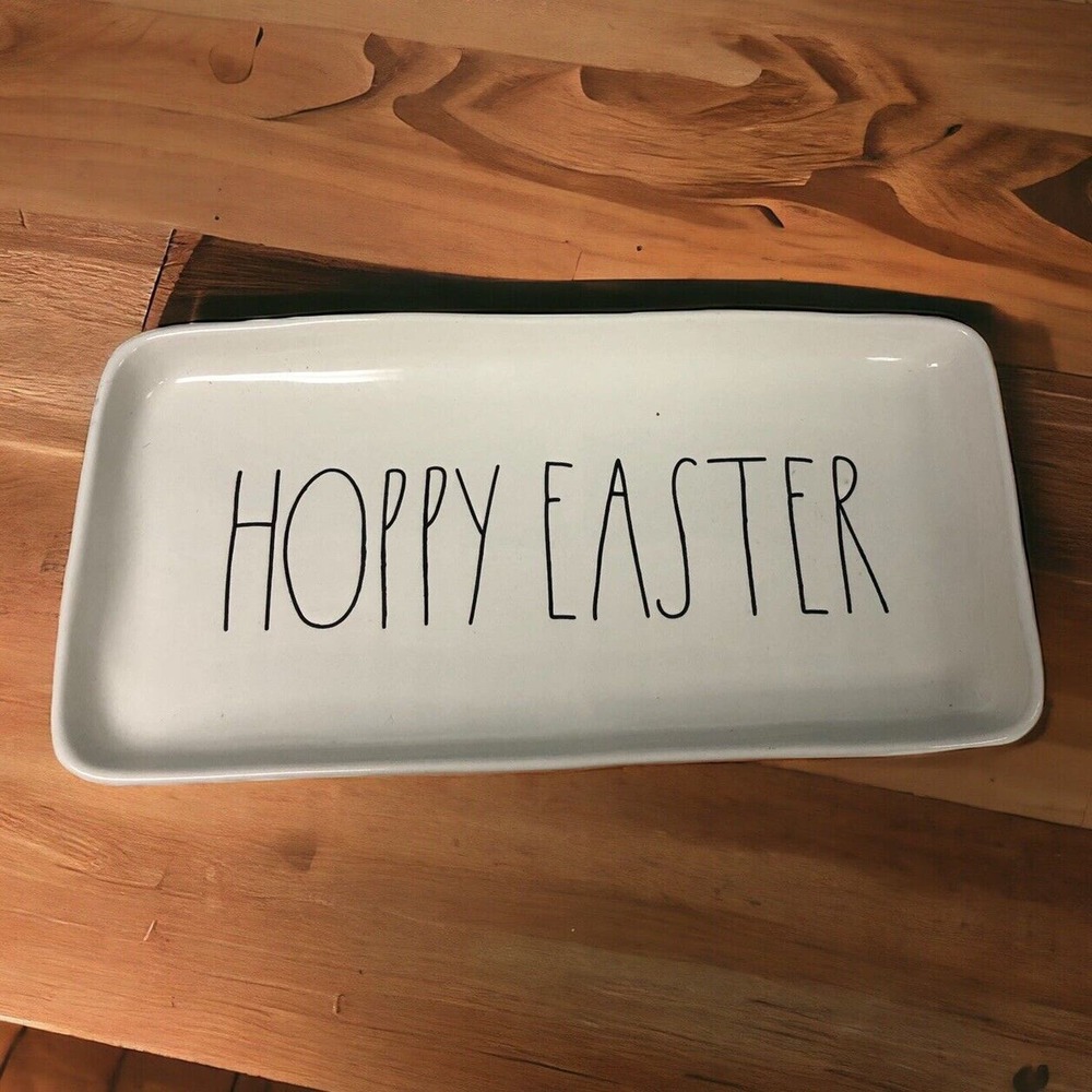 Rae Dunn HOPPY‎ EASTER platter Large Serving Tray Rectangle Artisan Collection